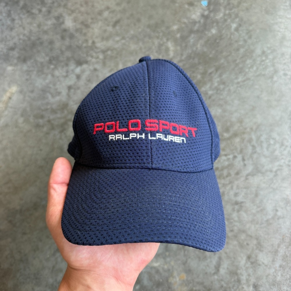 Polo Sport Ralph Lauren Hat Cap Fitted Men's S/M Blue Mesh Baseball Performance